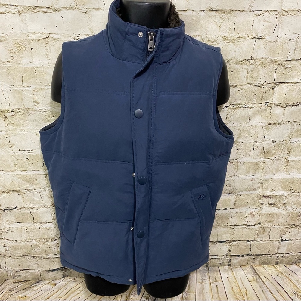 Aeropostale Blue Faux Fur Zip Up Puffer Vest